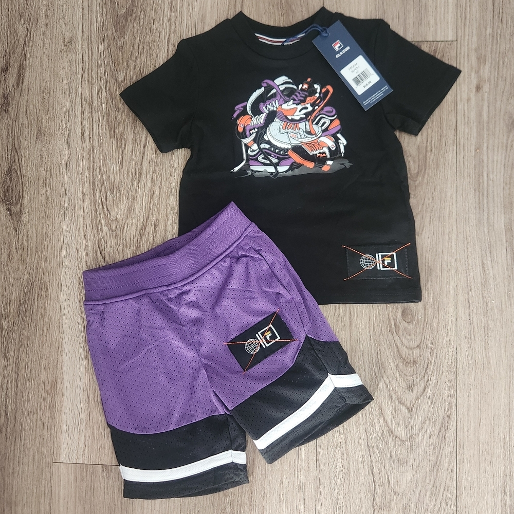 NWT Fila Spring Set Sneaker Graphic T-Shit and Shorts Sizes 4/4T